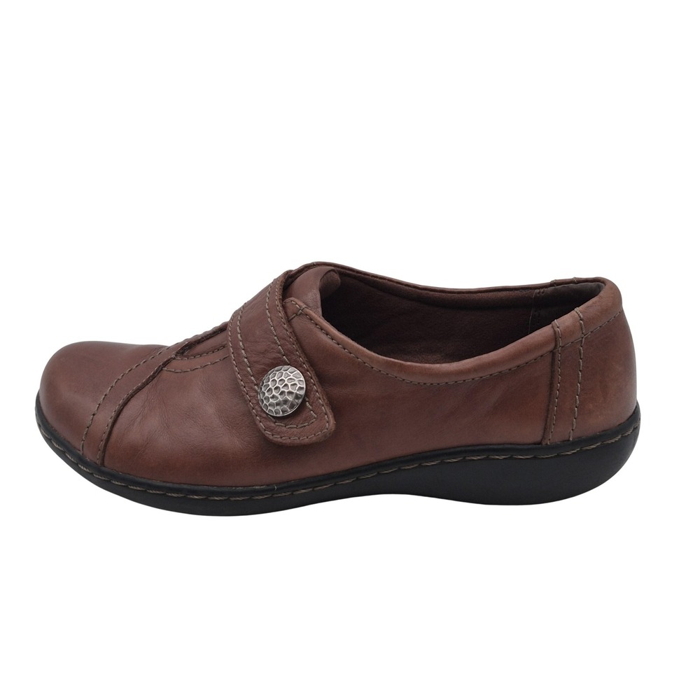 Clarks Bendables Shoes Womens Size 6.5 Brown Leather Mary Jane Flats Comfort